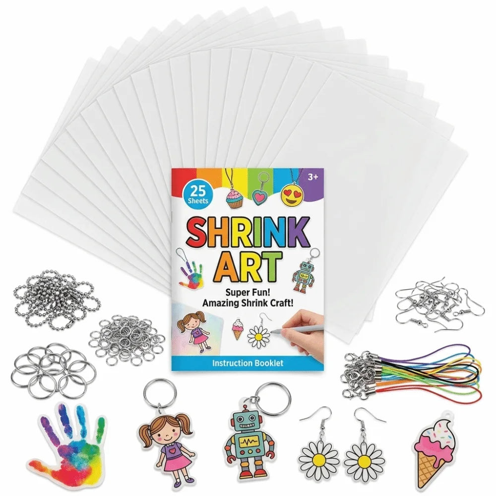 Shrink Plastic Sheet Kit – 25 Sheets & 150 Accessories DIY