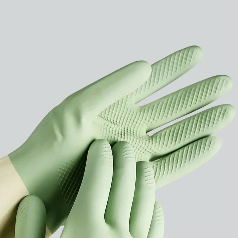 Thick Waterproof Latex Kitchen Gloves | Mint Green Rubber