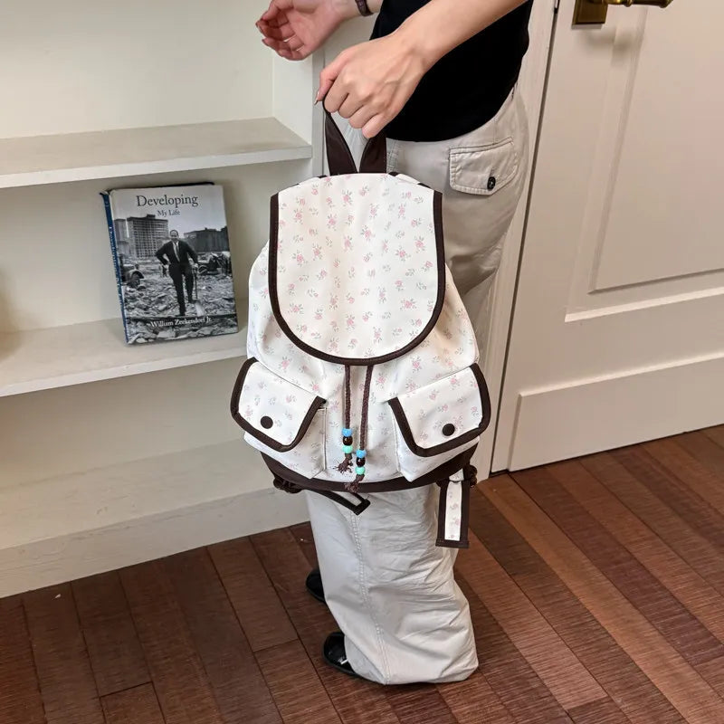 Floral Canvas Drawstring Backpack for Women | Nixie