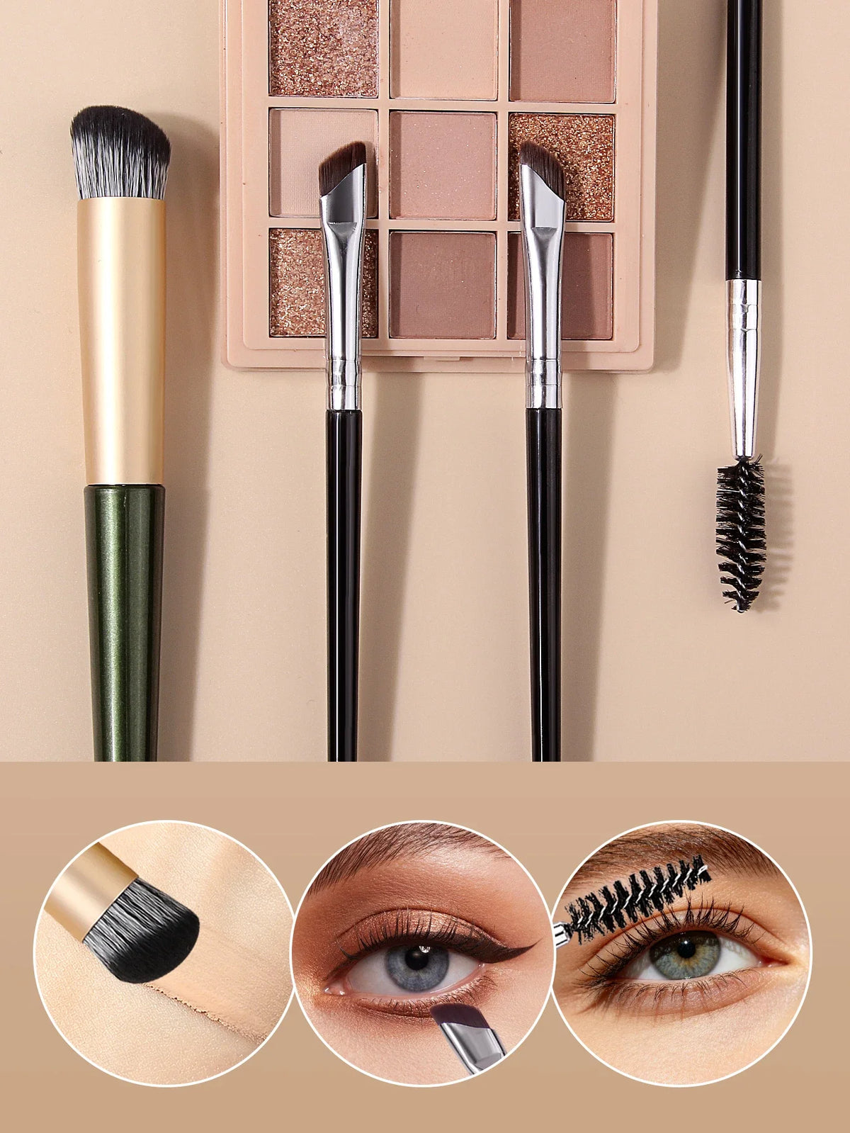 Professional 4-Piece Makeup Brush Set – Soft Wool Fiber Bristles