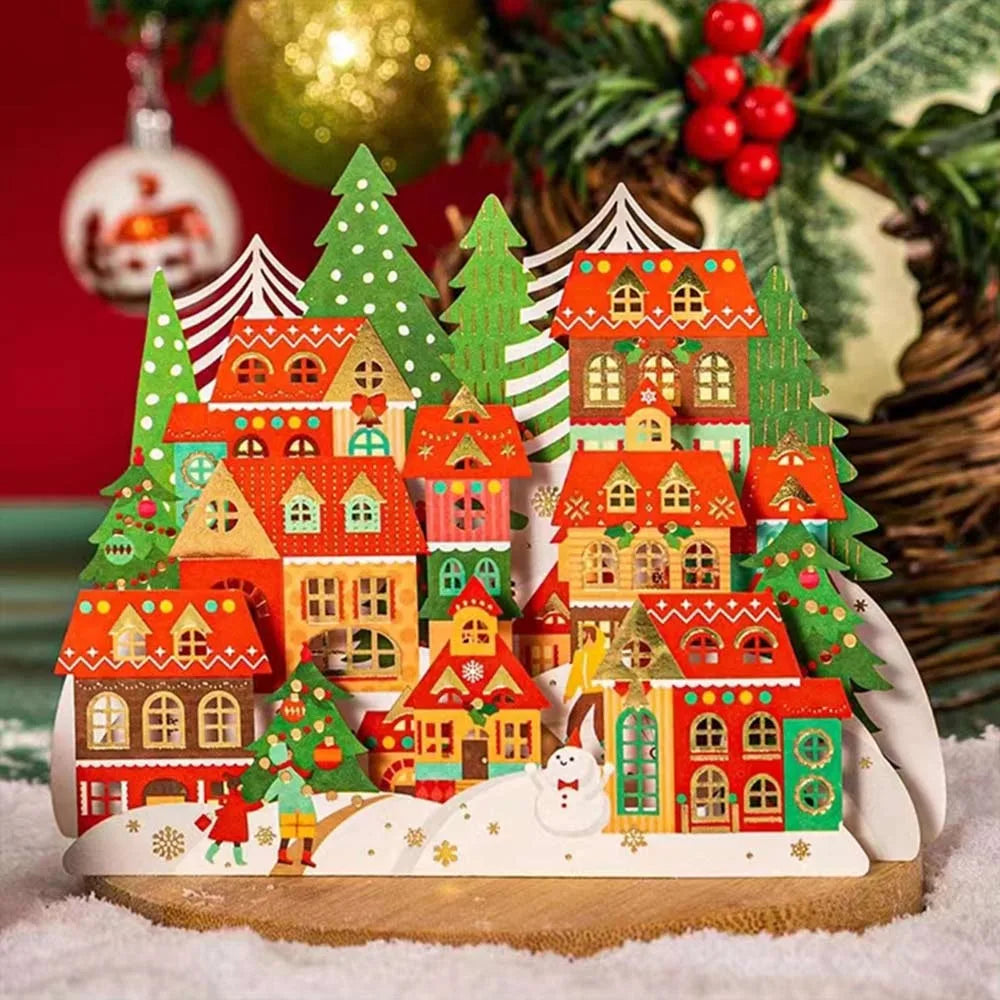 3D Pop-Up Christmas Greeting Card with Envelope – Gold Craft