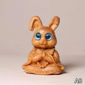 Wood Carved Easter Bunny Figurine – Cute Rabbit Ornament & Gift