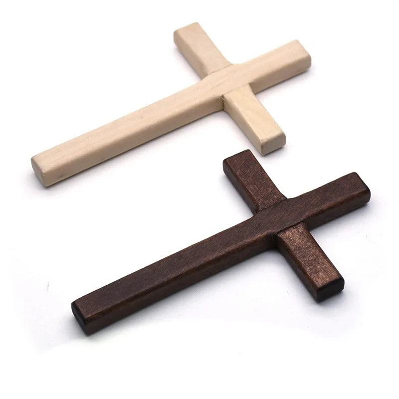 Wooden Wall Cross 12cm Hanging Crucifix – 2 Colors