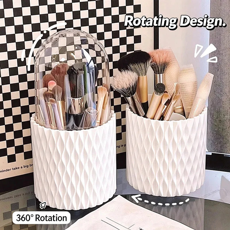 360° Rotating Makeup Brush Holder – 5-Compartment Organizer