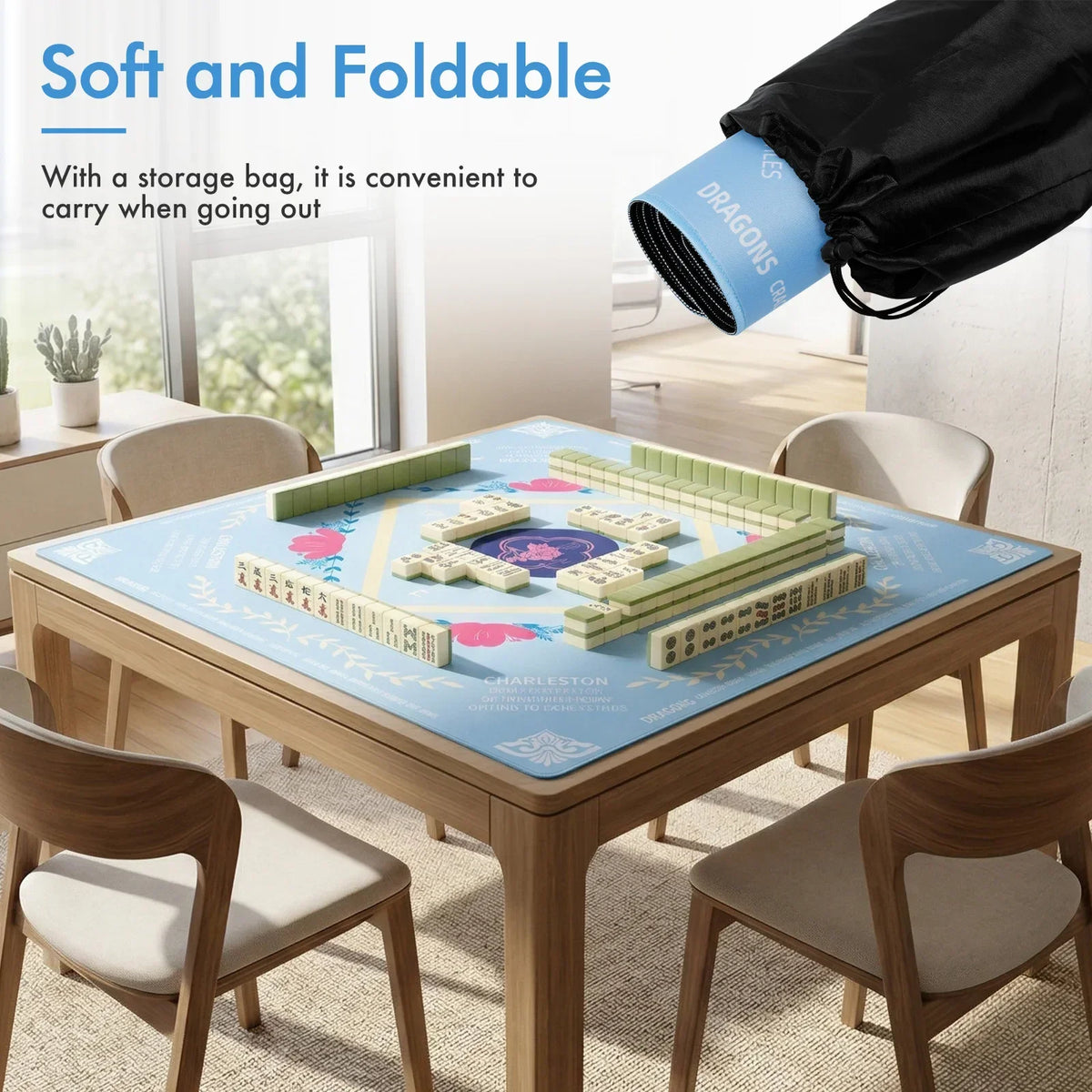 80x80cm Mahjong Table Mat – Anti-Slip Rubber Game Mat