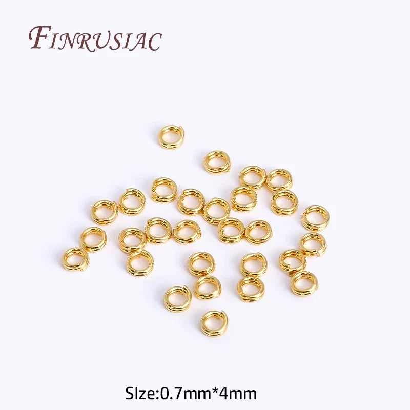 100Pcs 18K Gold Plated Brass Double Loop Jump Rings | DIY