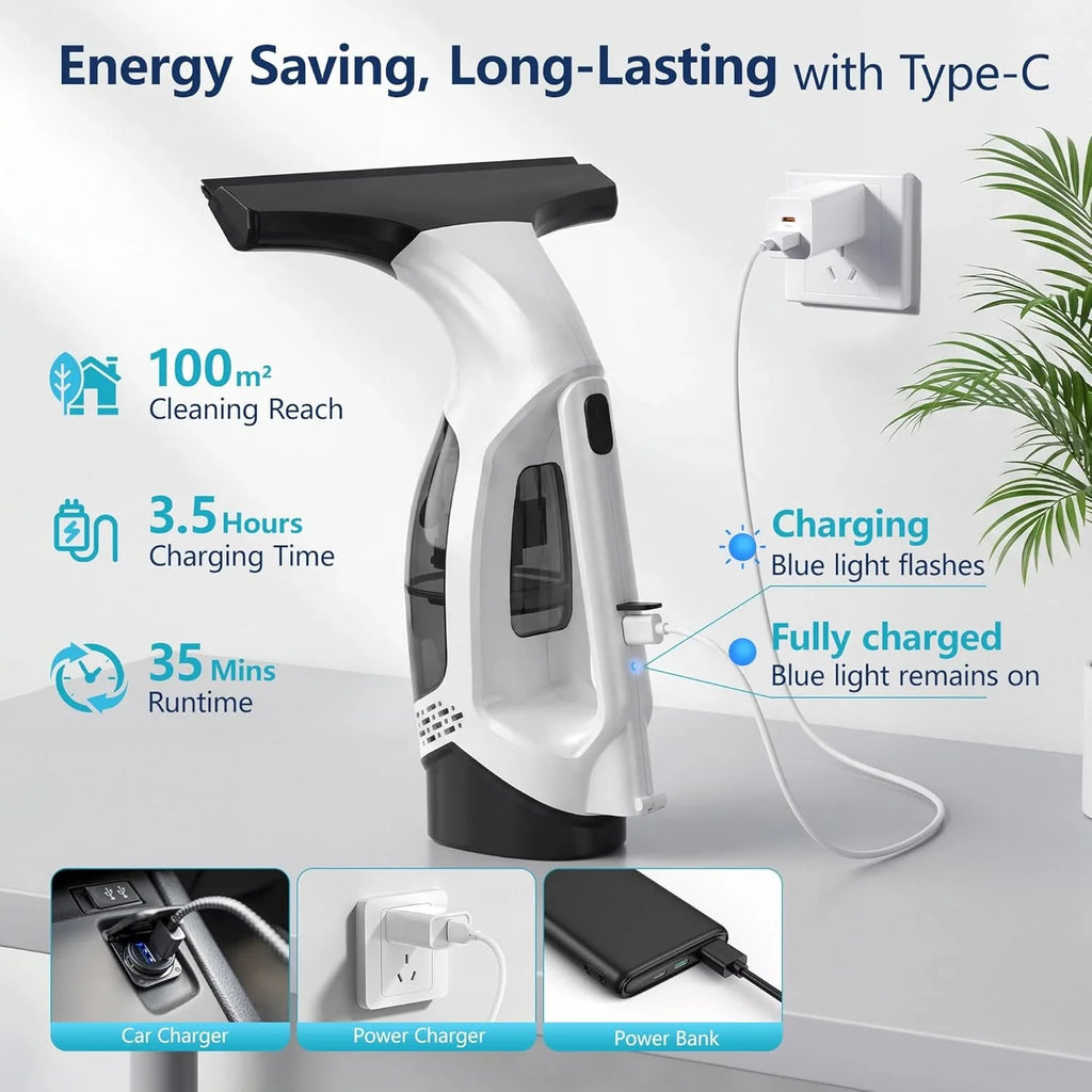 CENRR Cordless Electric Window Cleaner | Rechargeable Glass Tool