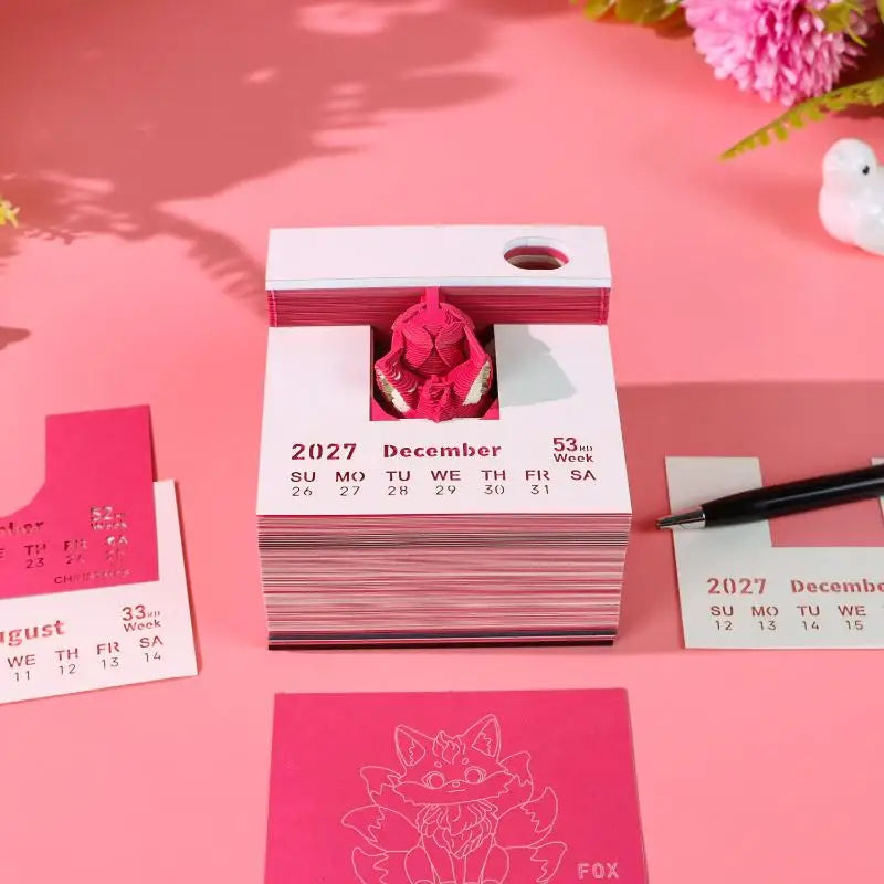 2027 3D Tear-Away Desk Calendar – Paper Carving Art Memo Pad