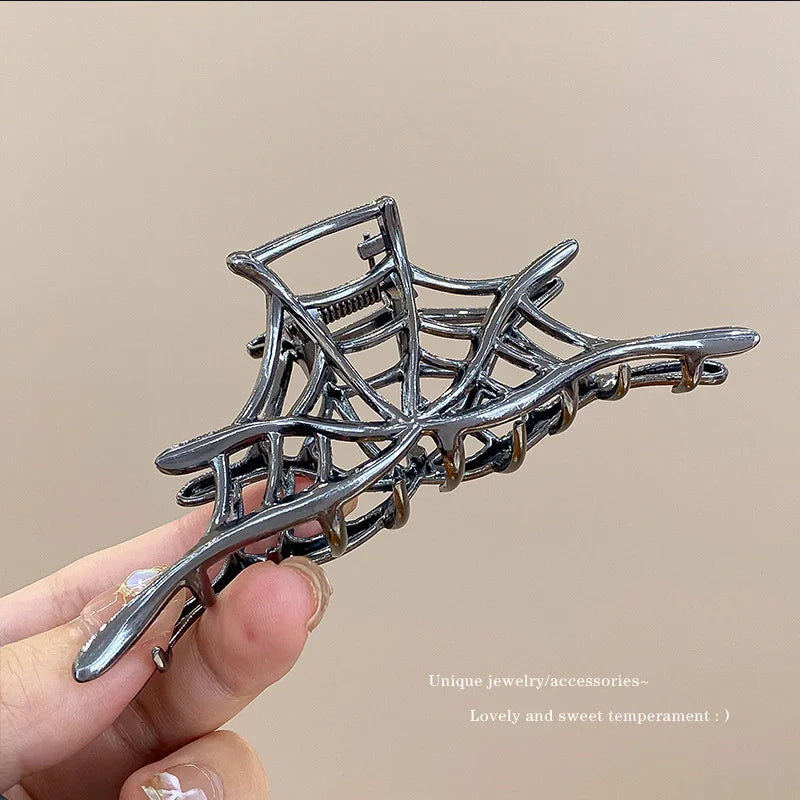 Metal Geometric Hair Claw Clips – Gold & Silver for Women