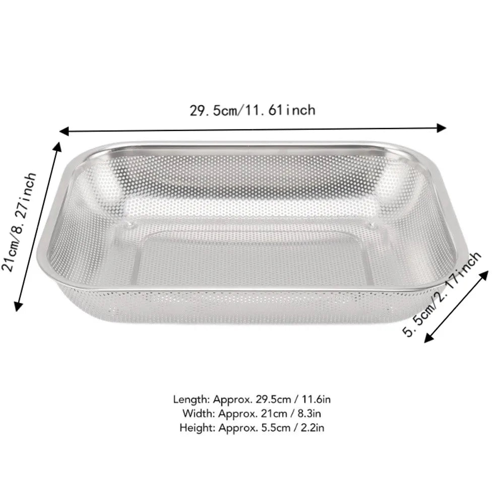 Stainless Steel Rectangular Strainer Basket | Fine Mesh Colander