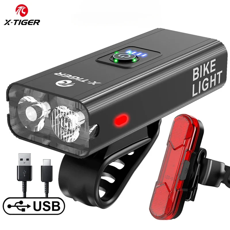 X-TIGER USB Rechargeable Bike Light Set – Front & Tail Light