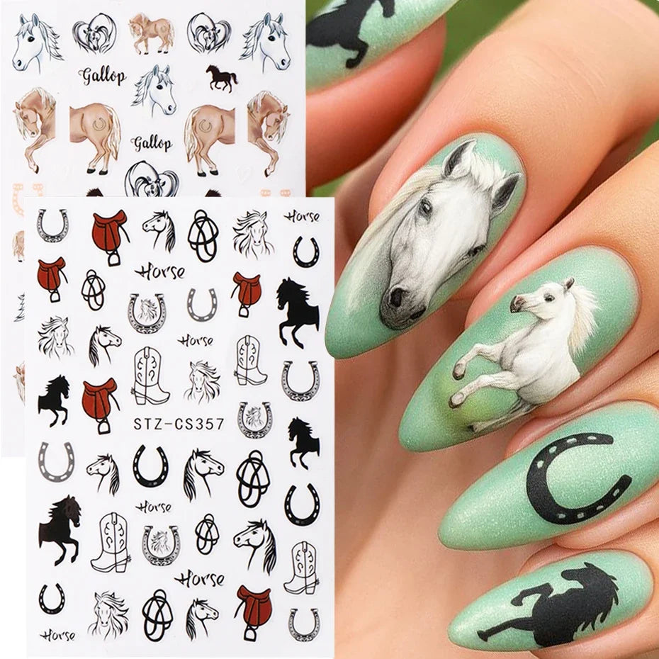 Horse Year Nail Art Stickers – Equestrian DIY Decals 2pc
