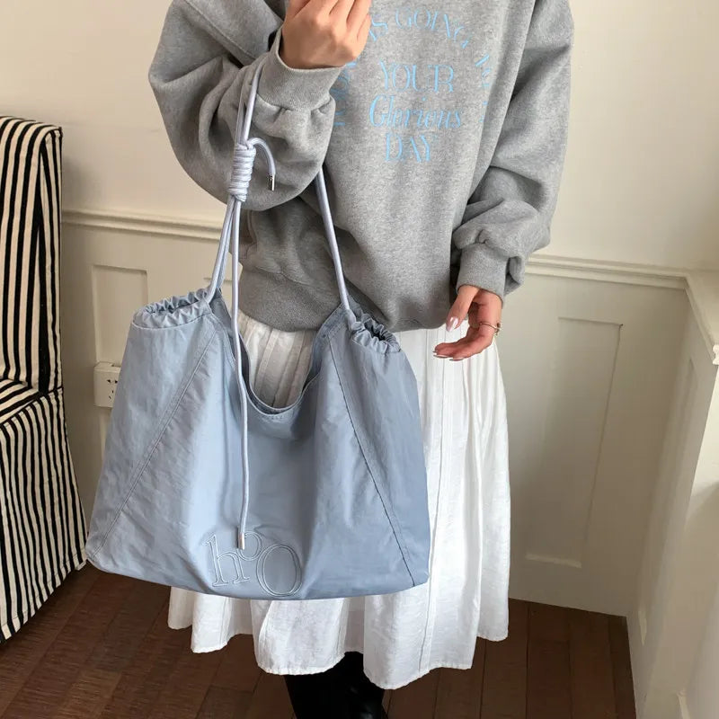 Korean Canvas Tote Bag – Large Women's Commuter Shoulder Bag