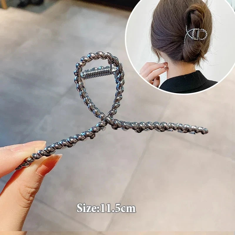 Metal Geometric Hair Claw Clips – Gold & Silver for Women