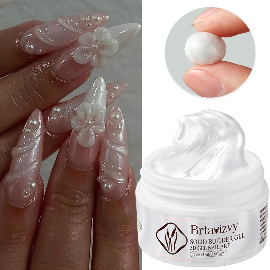 Full Beauty Pearl White 3D Nail Builder Gel Polish 15ml G-511