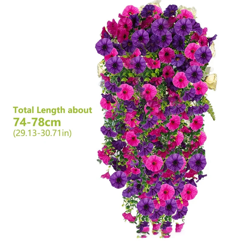 Artificial Morning Glory Wall Hanging Faux Flower Vine Decor
