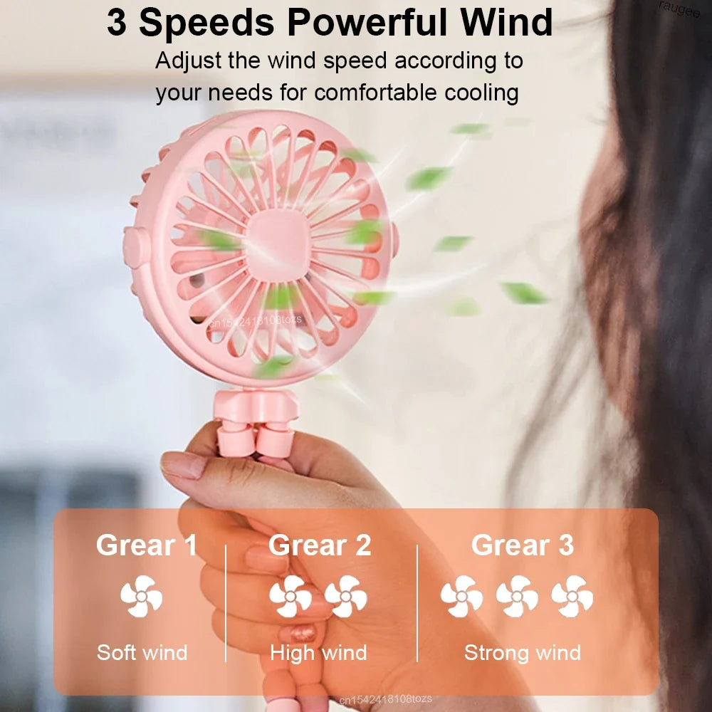 Raugee Portable Clip Fan – 360° USB Rechargeable Mini Fan