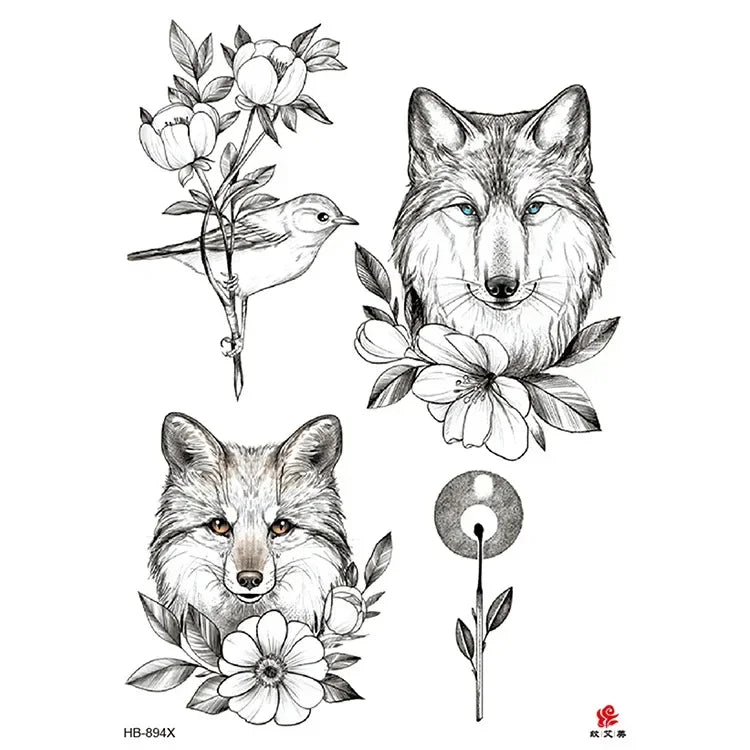 Temporary Tattoo Stickers – Snake, Rose & Peony | 14 Sheets
