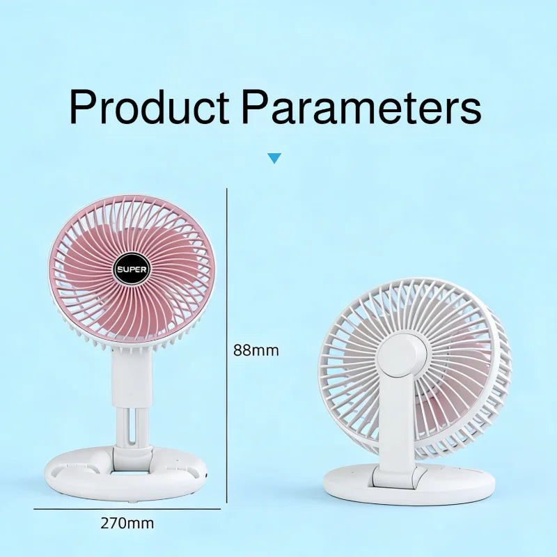 USB Rechargeable Telescopic Folding Mini Desktop Fan – Silent