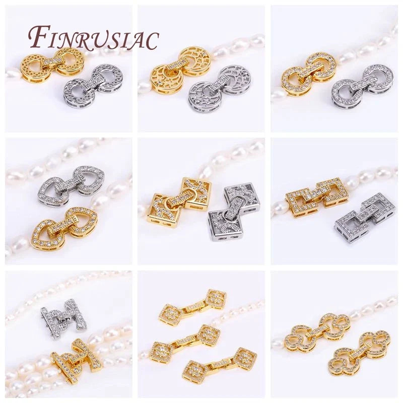 18K Gold Plated Zircon Round Clasp 11x24mm | DIY Jewelry
