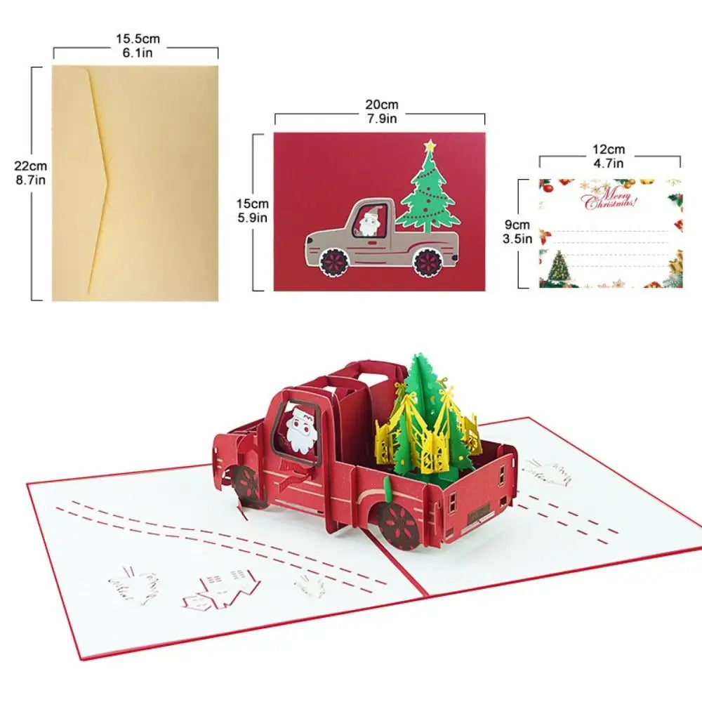 3D Pop-Up Christmas Cards with Envelope – Cartoon Santa