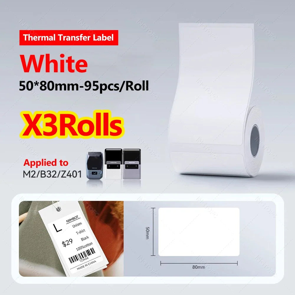 NiiMBOT M2/M3 Thermal Transfer Label Paper Rolls – 3 or 5 Pack