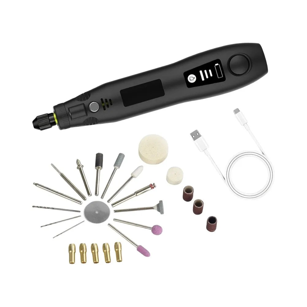 DAZZLEEX Cordless USB Rotary Tool 3-Speed Grinder & Carver Kit