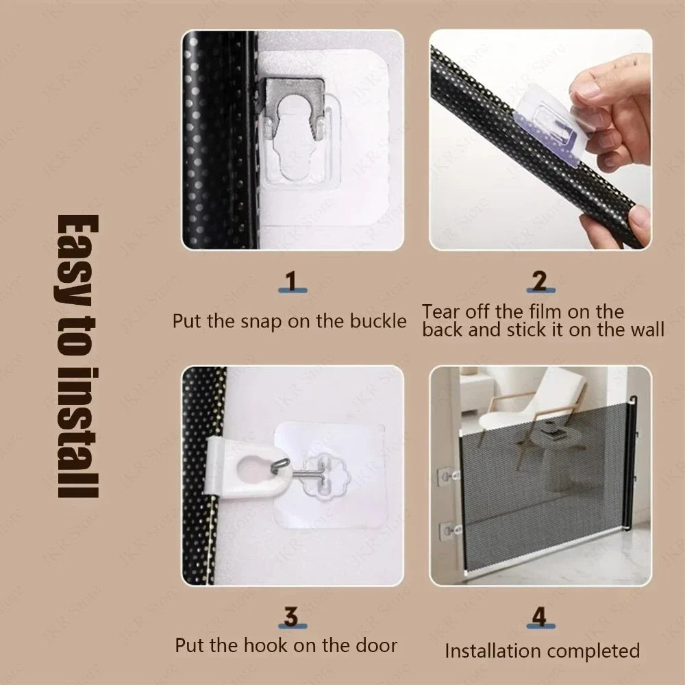 Retractable Mesh Pet Safety Gate for Dogs & Cats | No Drill