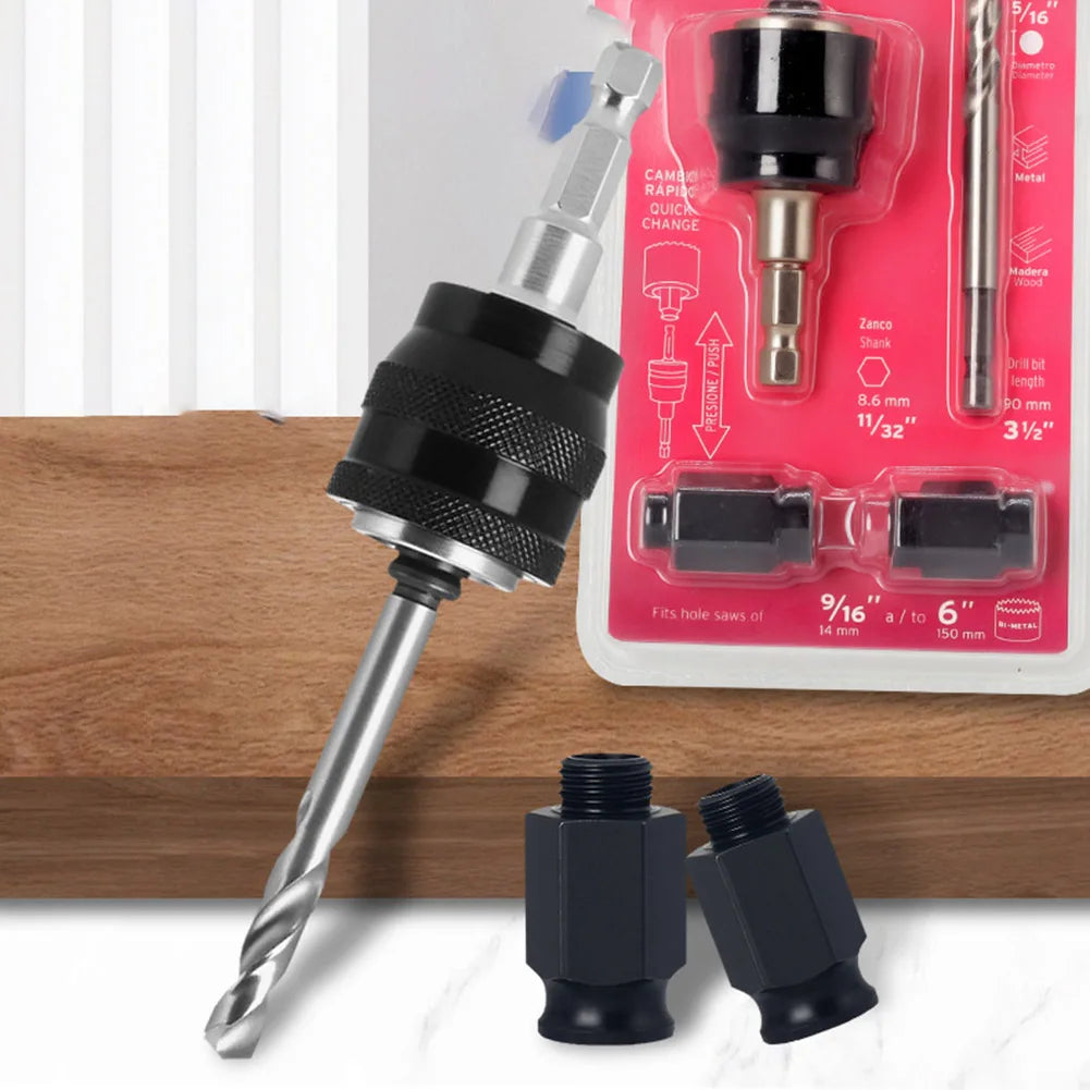 DAZZLEEX Hole Saw Kit – Self-Locking Extension Rod for Wood