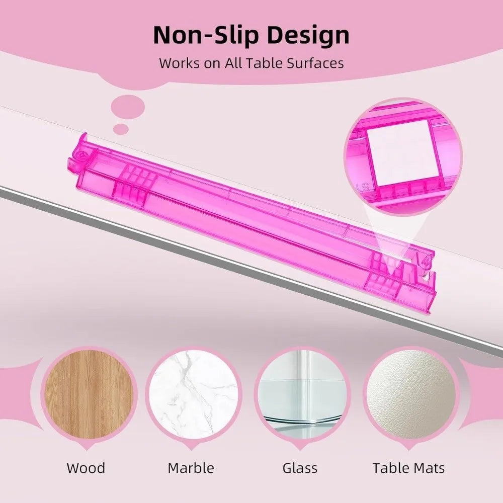 Crystal Clear Non-Slip Mahjong Tile Rack with Pusher Ruler