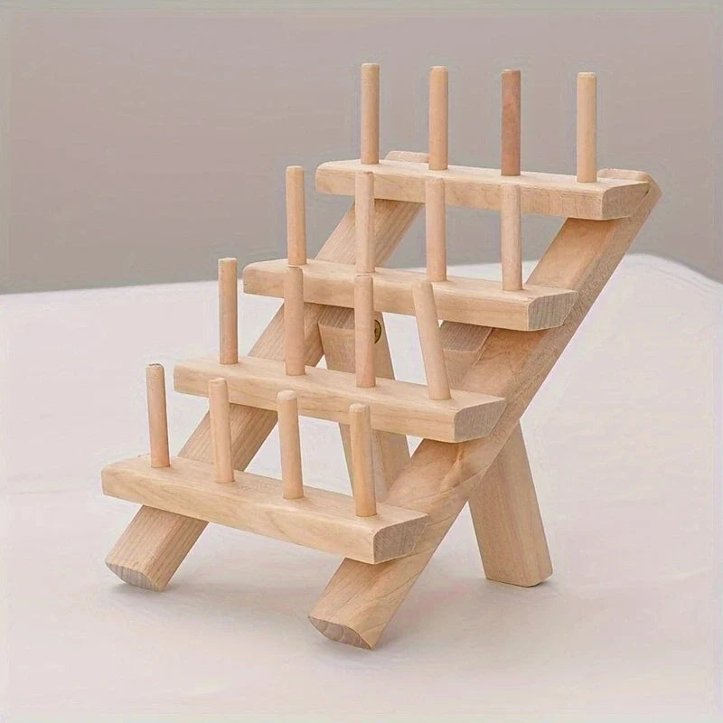 Foldable Wooden Thread Spool Rack – 16 or 30 Axis Organizer