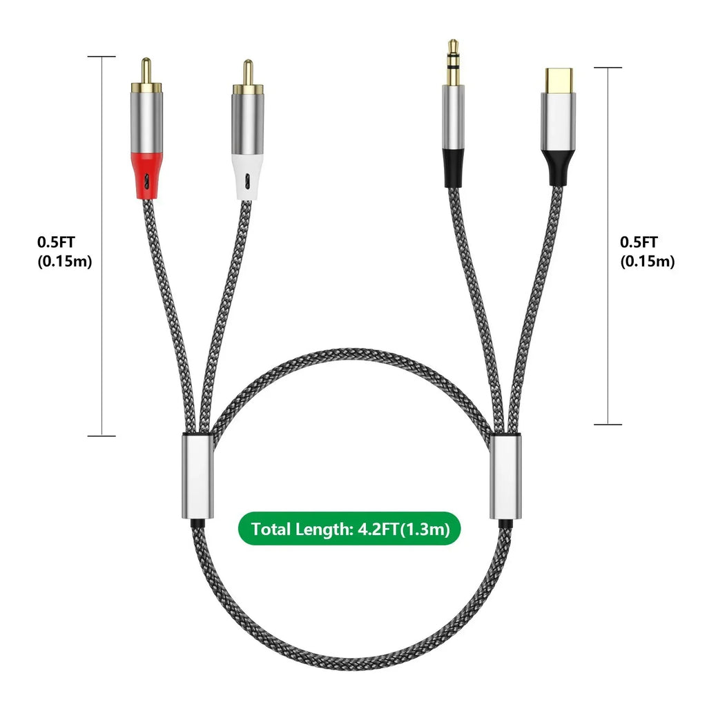 Type-C & 3.5mm to Dual RCA Audio Split Cable | Speakers