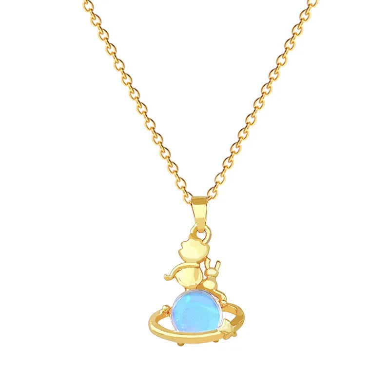 Starry Sky Pendant Choker Necklace – Gold Stainless Steel