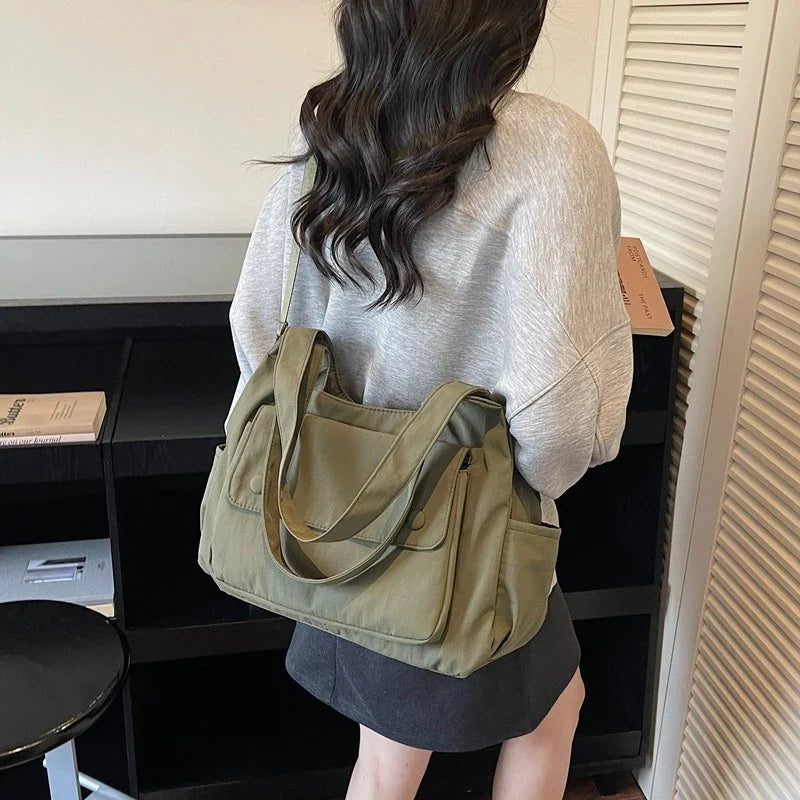 Korean Women's Large Crossbody Tote Shoulder Bag | Polyester