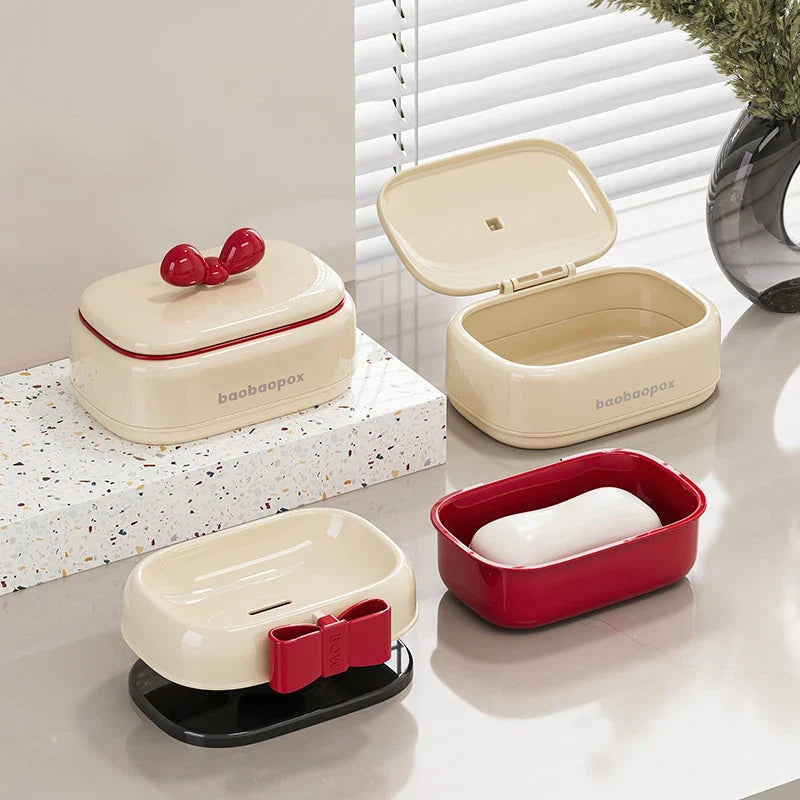 Leakproof Travel Soap Dish with Lid & Draining Layer