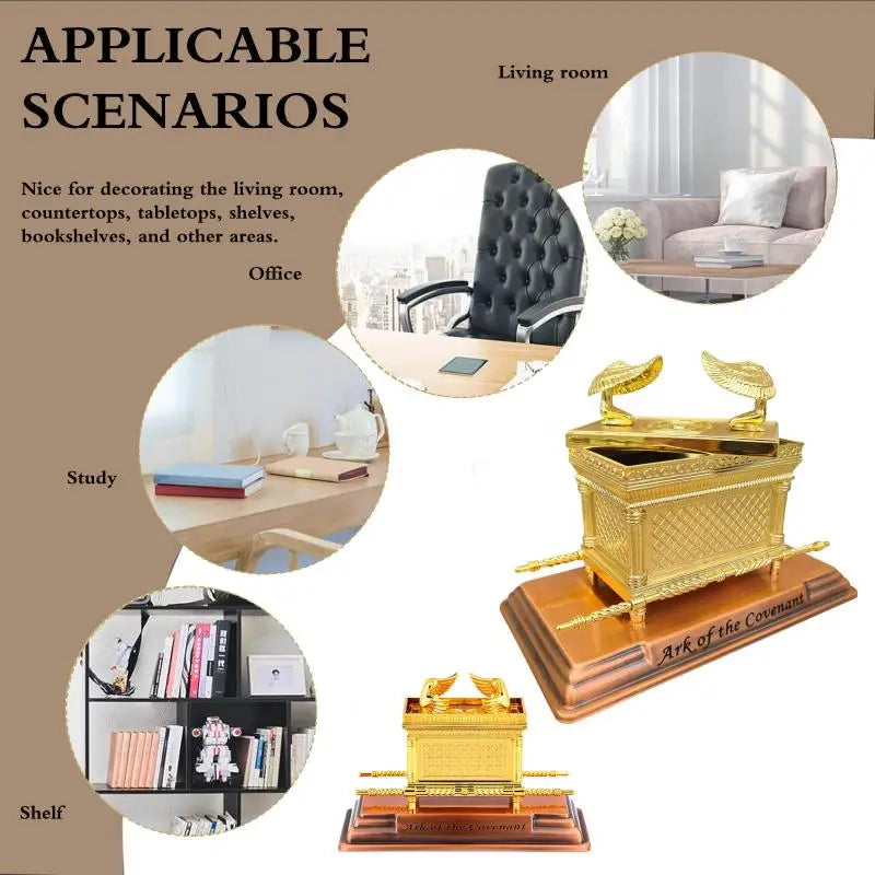 Mini Golden Ark of the Covenant Statue | Religious Home Decor