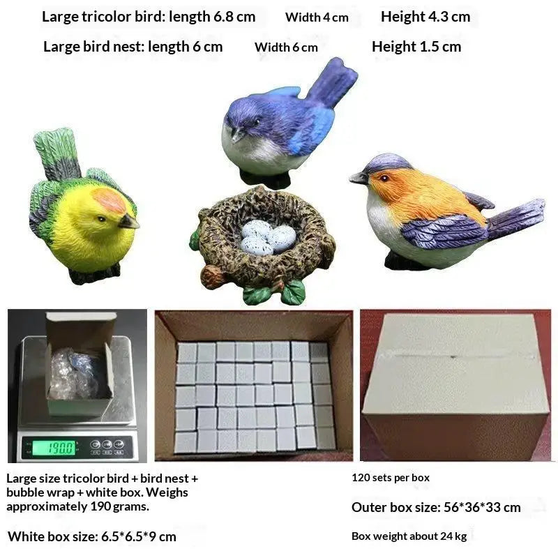 Resin Bird & Nest Figurine Set – Fairy Garden Micro Landscape