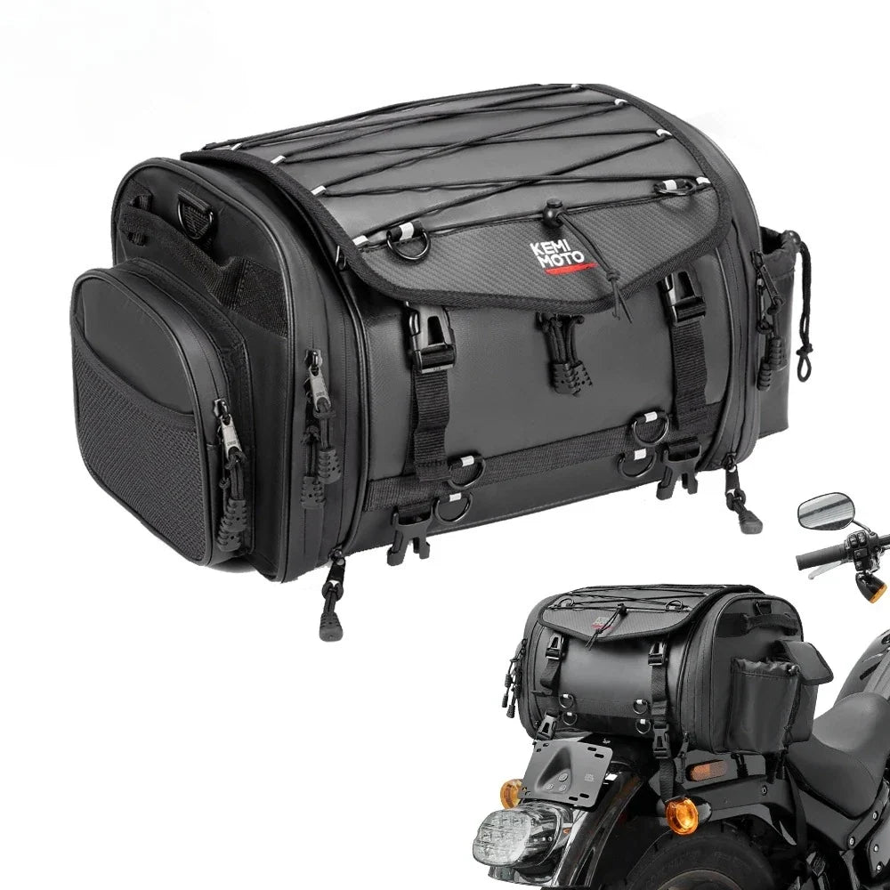 KEMITOUR Expandable Motorcycle Tail Bag – Waterproof PVC Pannier