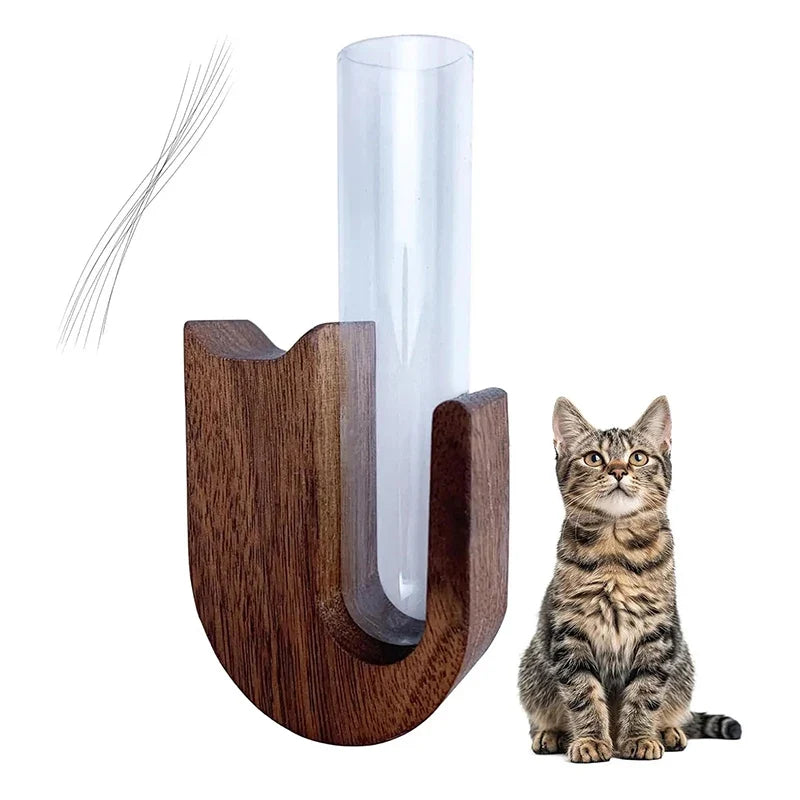 Cat Whisker Vase Fridge Magnet – Wood & Glass Pet Keepsake