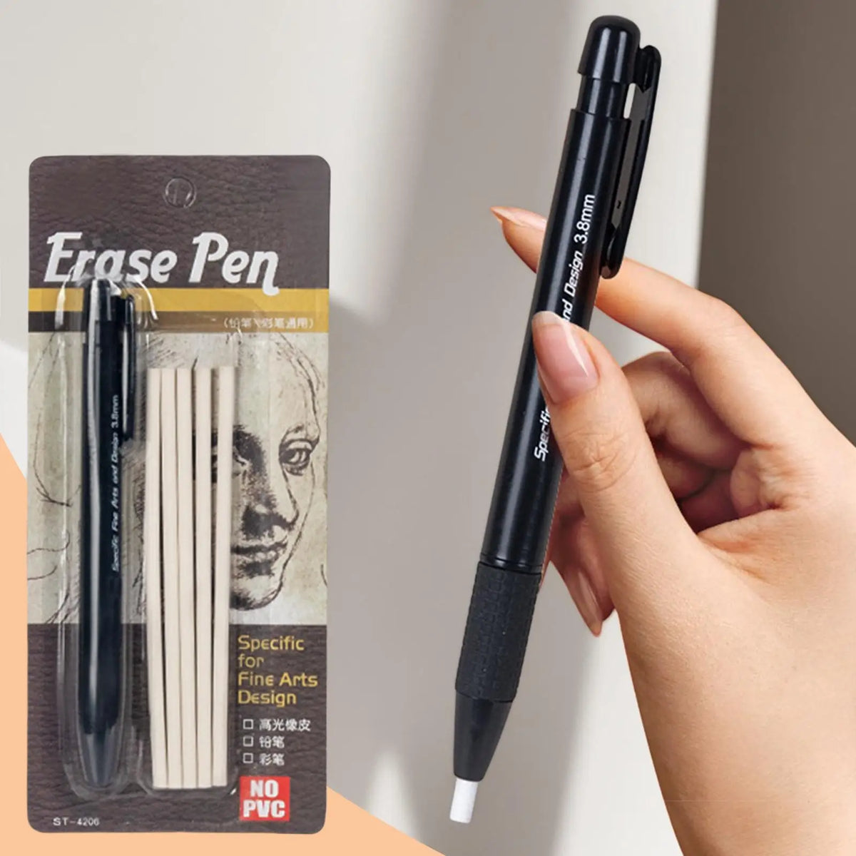 Retractable Eraser Pen 3.8mm Tip + 5 Refills | Art & Drafting