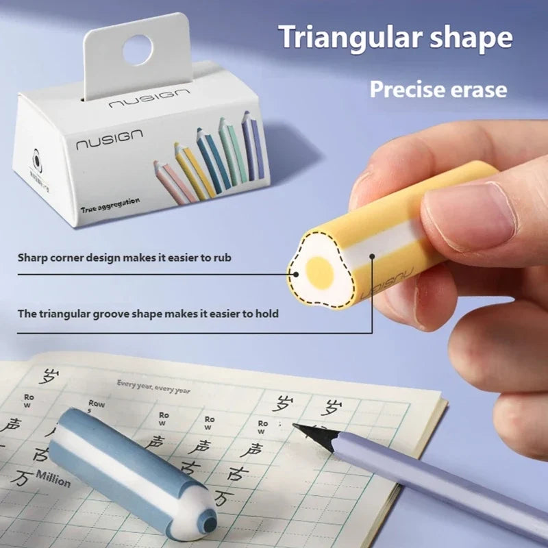 Ergonomic Grip Pencil Erasers – Flexible PVC, 5 or 10 Pack