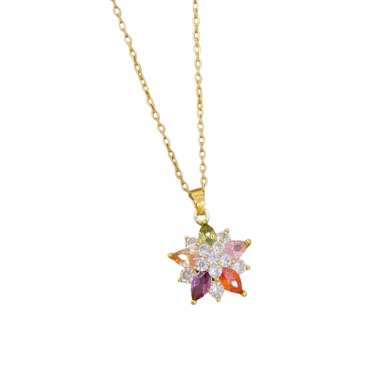 Women's Minimalist Flower Pendant Choker Necklace – Gold