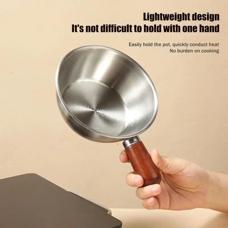 Mini Stainless Steel Saucepan with Wooden Handle | Kitchen