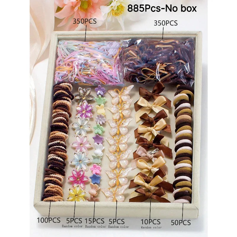 Kids Bow & Flower Elastic Hair Bands Set – No-Snag, Colorful