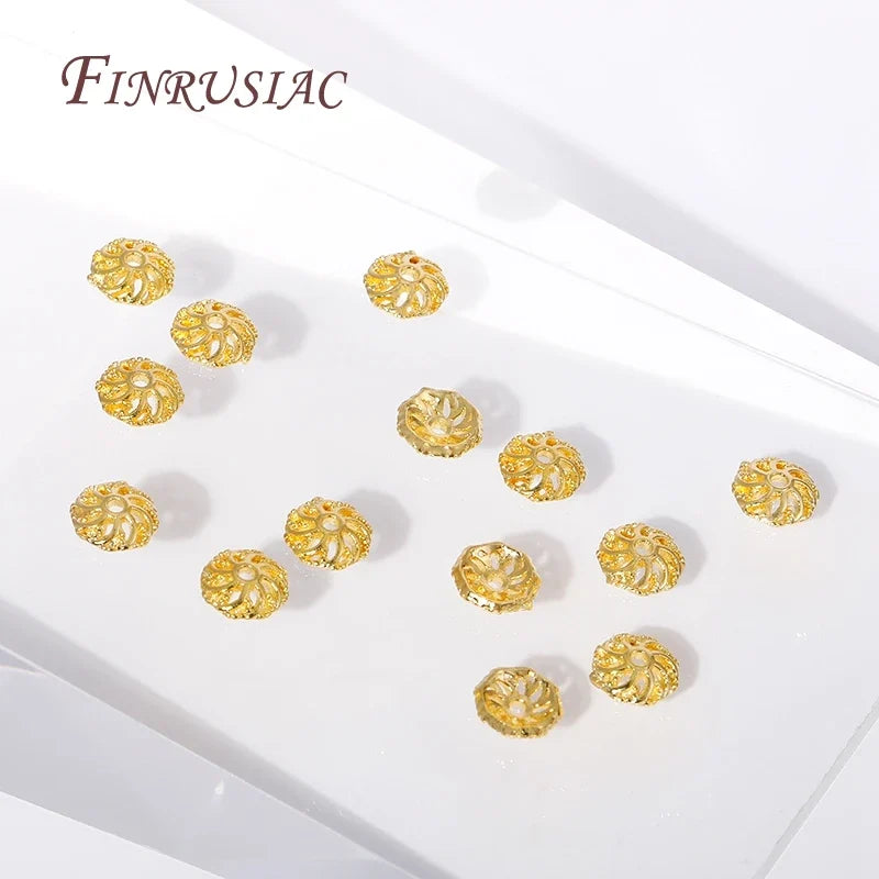 6mm 18K Gold Plated Flower Bead End Caps – Brass DIY Jewelry