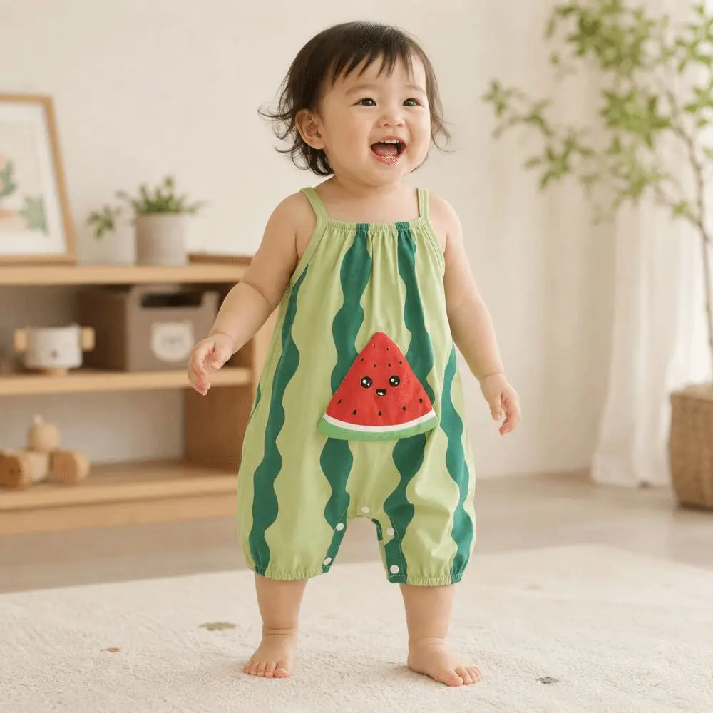 Sweet Watermelon Baby Romper | Loose Cotton One-Piece 1–3Y