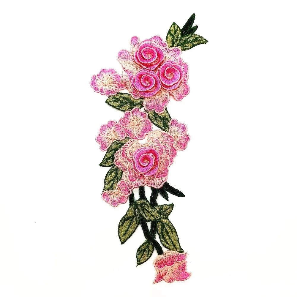 3D Embroidered Rose Flower Sew-On Patch – Ethnic Appliqué