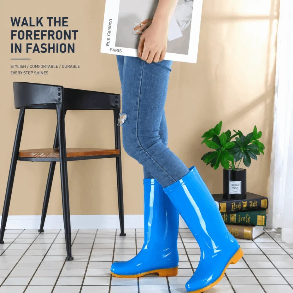Women's Waterproof Mid-Calf Rain Boots – Non-Slip PVC Garden Boots