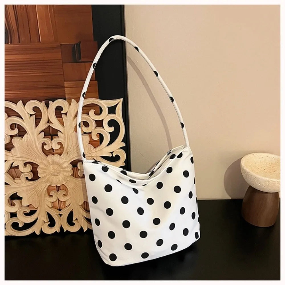 Women's Polka Dot Shoulder Bag – Water-Resistant Oxford Tote
