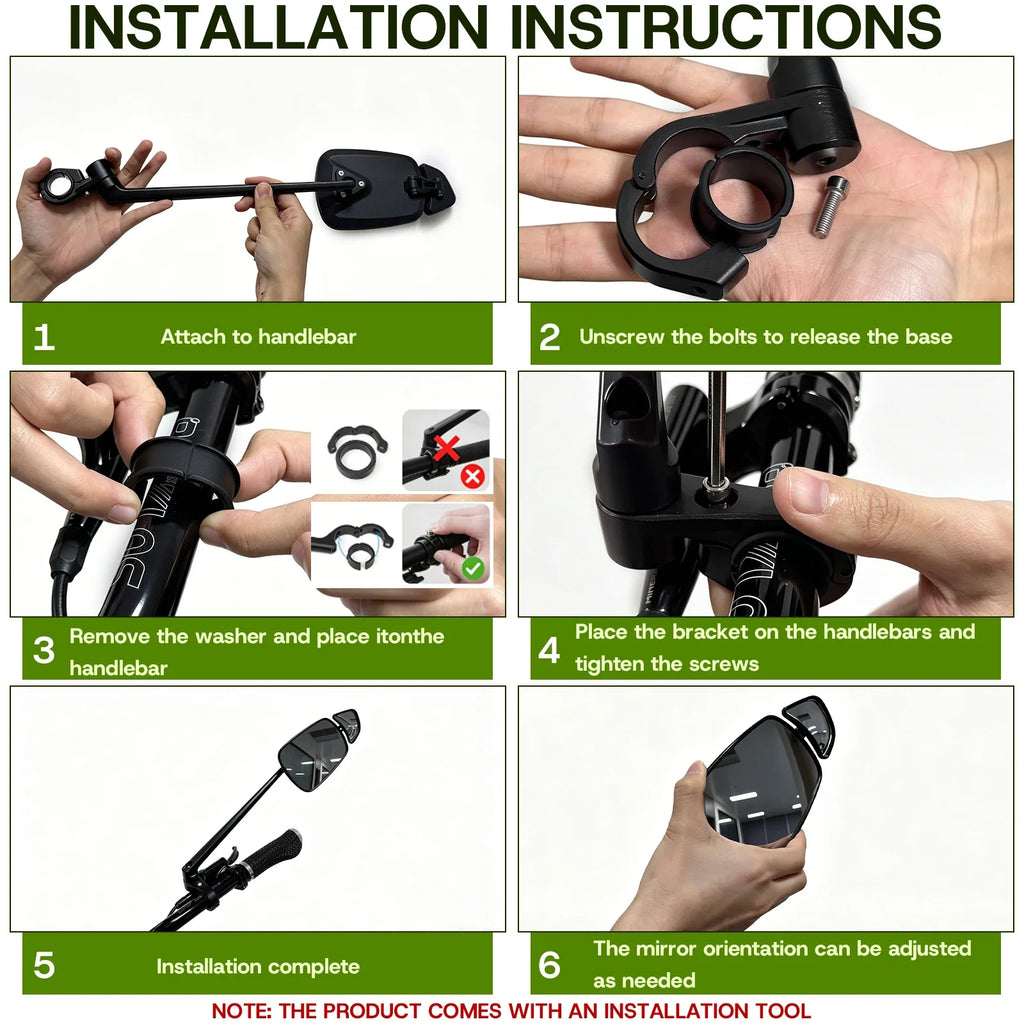 BUCKLOS 360° Adjustable Wide-Angle Bike Handlebar Mirror